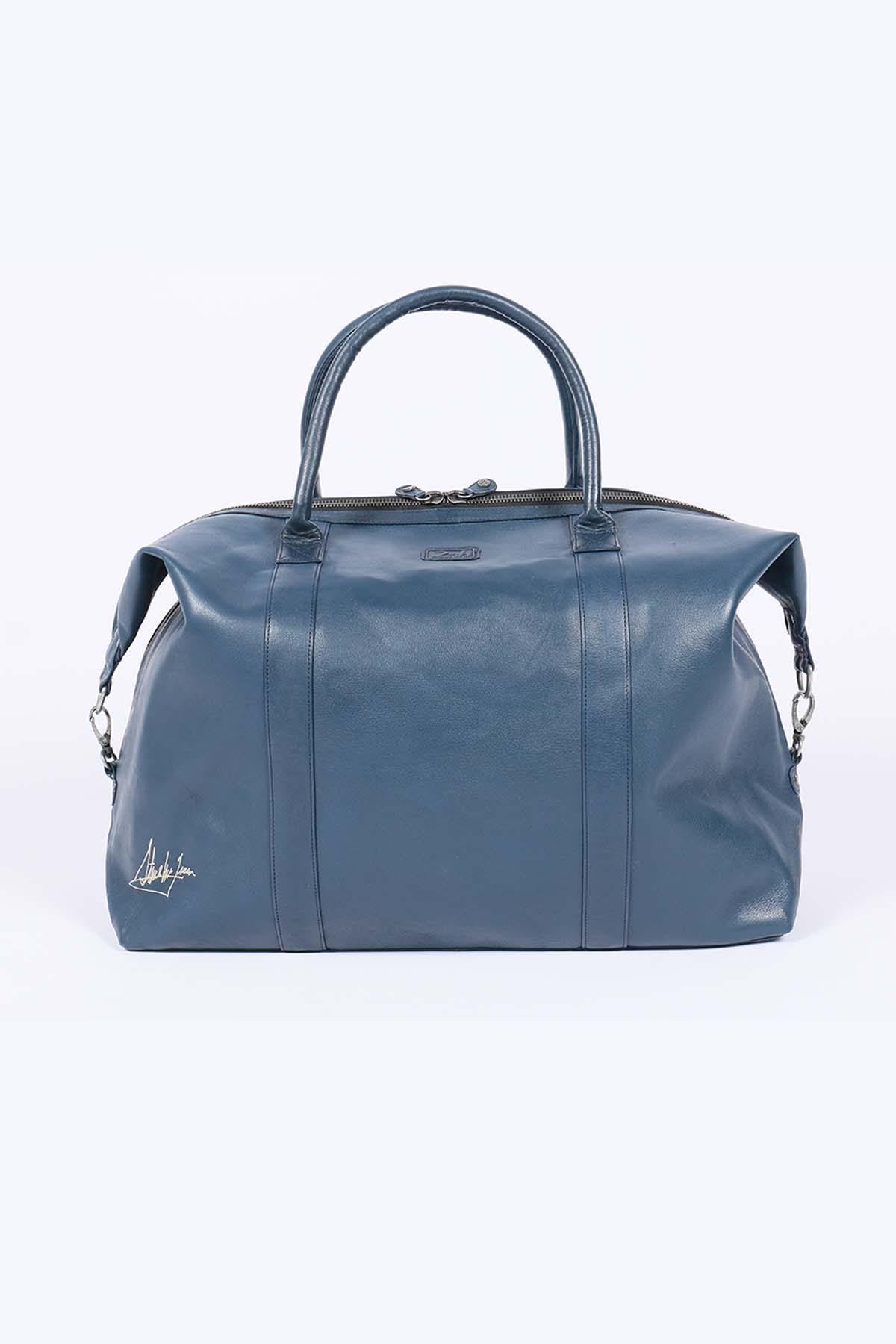 72H sheepskin leather travel bag Royal blue - Image n°4