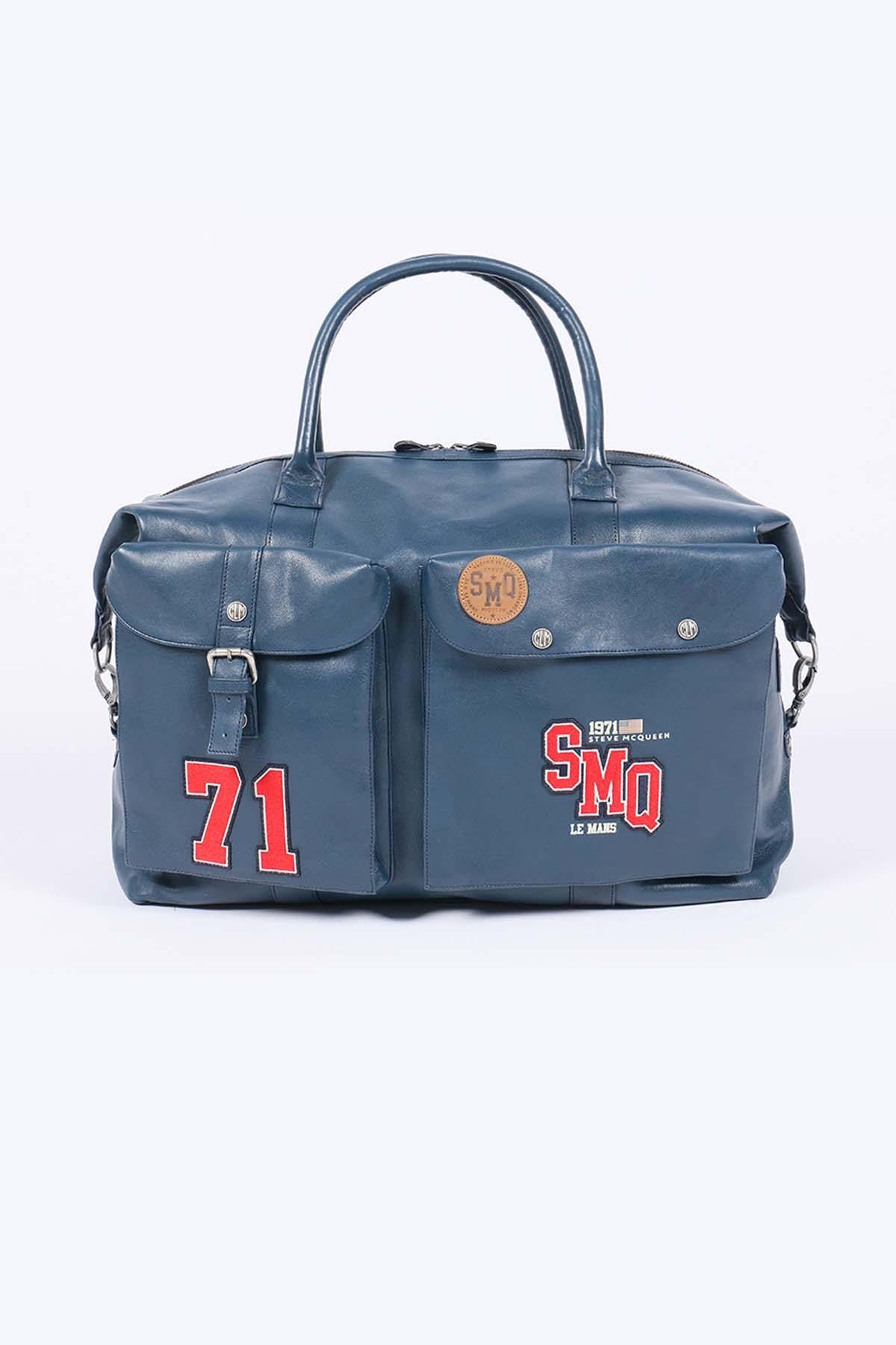 72H sheepskin leather travel bag Royal blue - Image n°1