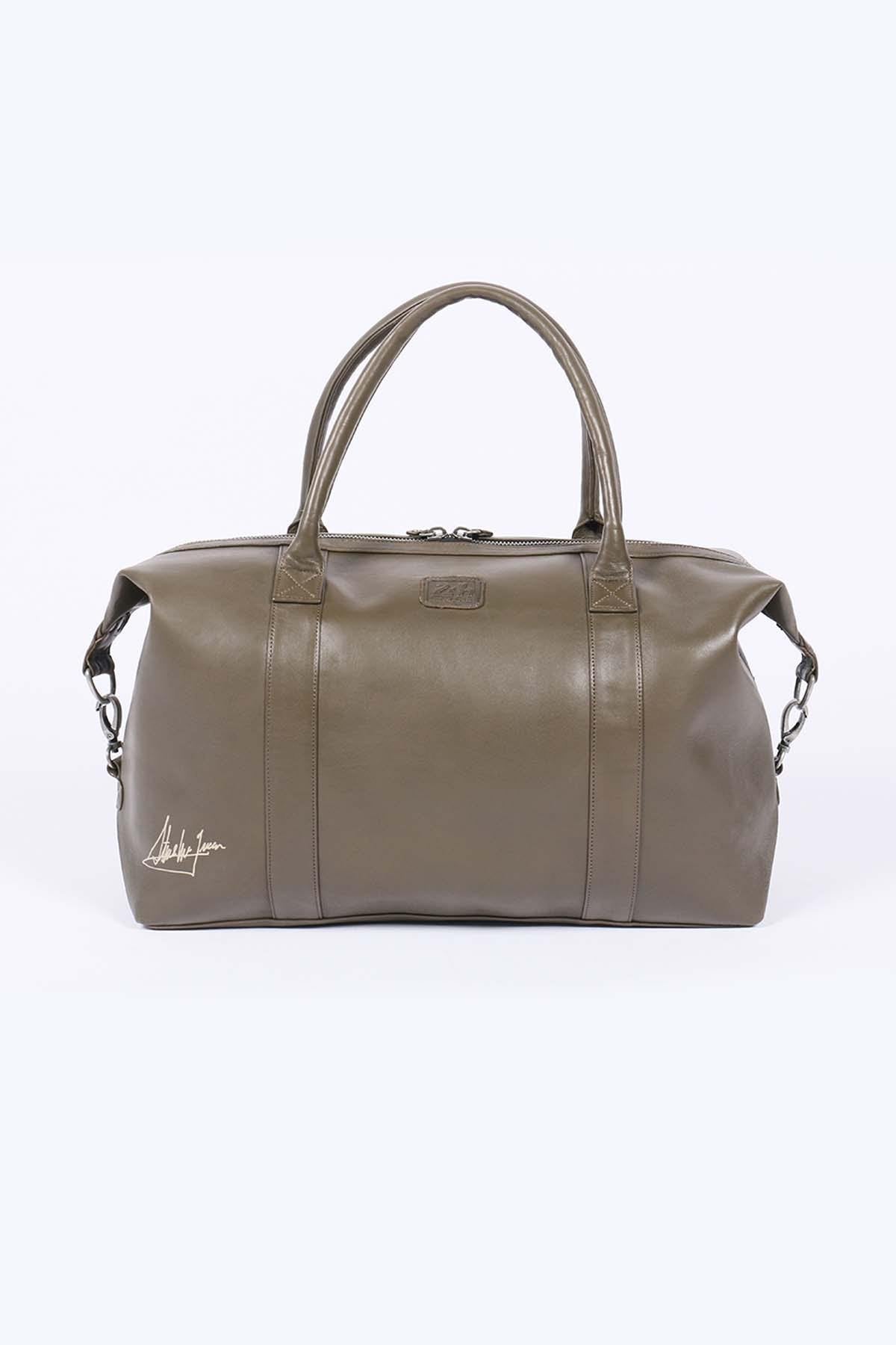 48H travel bag in Khaki sheepskin leather - Image n°4