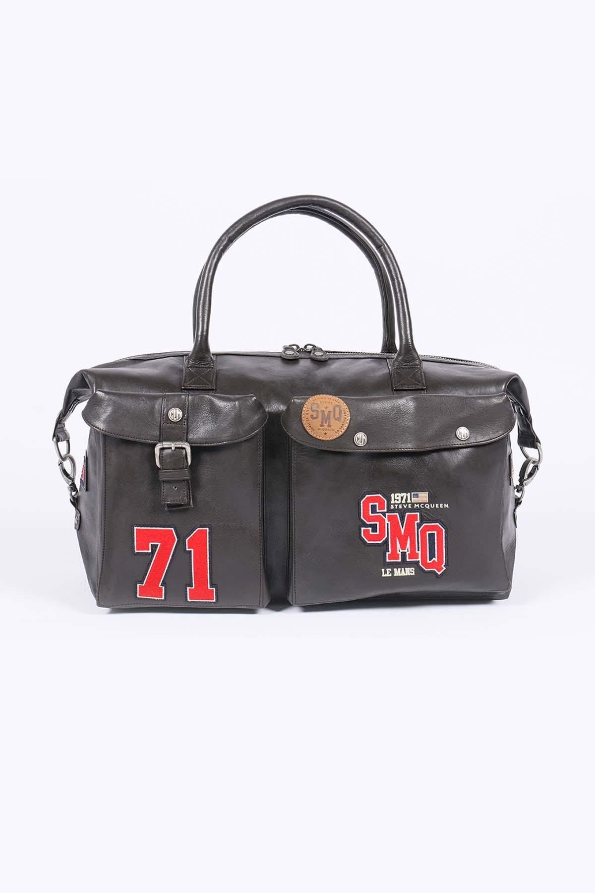 48H travel bag in sheepskin leather Dark brown - Image n°1