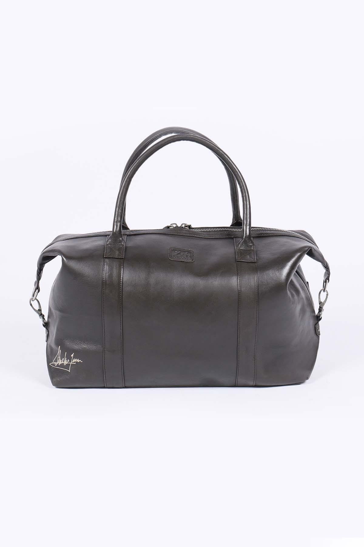 48H travel bag in sheepskin leather Dark brown - Image n°3