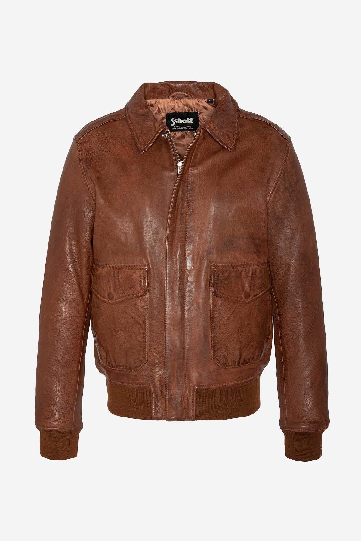 Vintage style leather jacket in cognac color - Image n°5