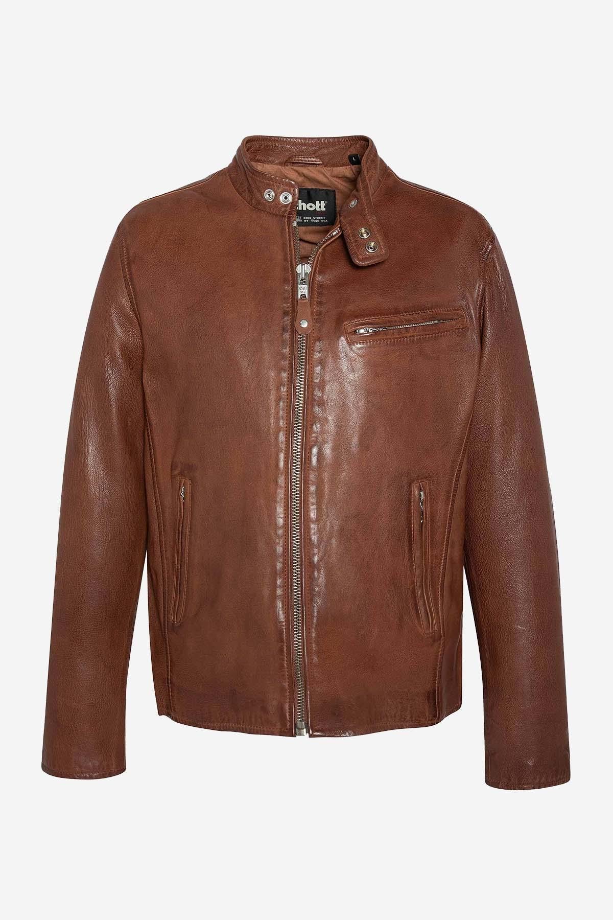 Cafe racer style leather jacket - Image n°2