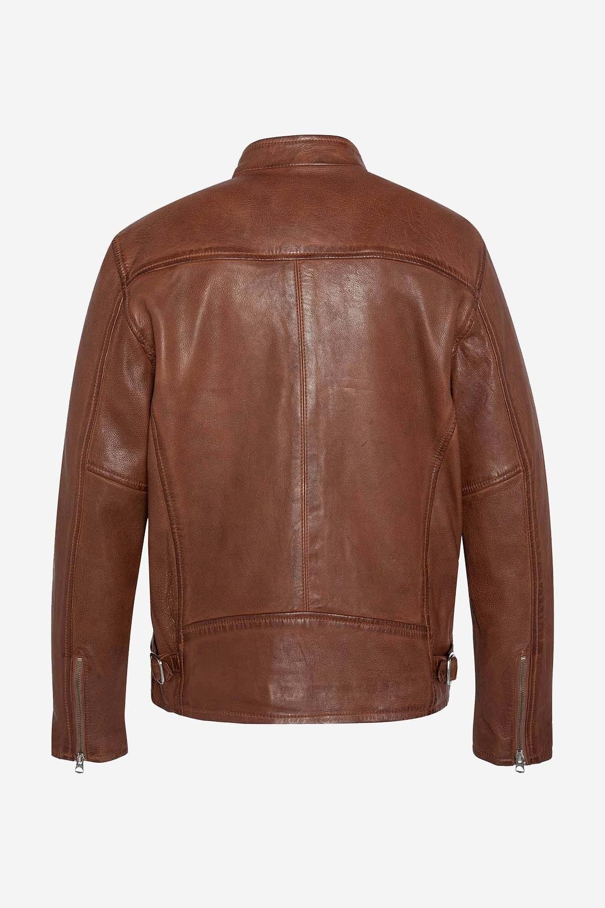 Cafe racer style leather jacket - Image n°3