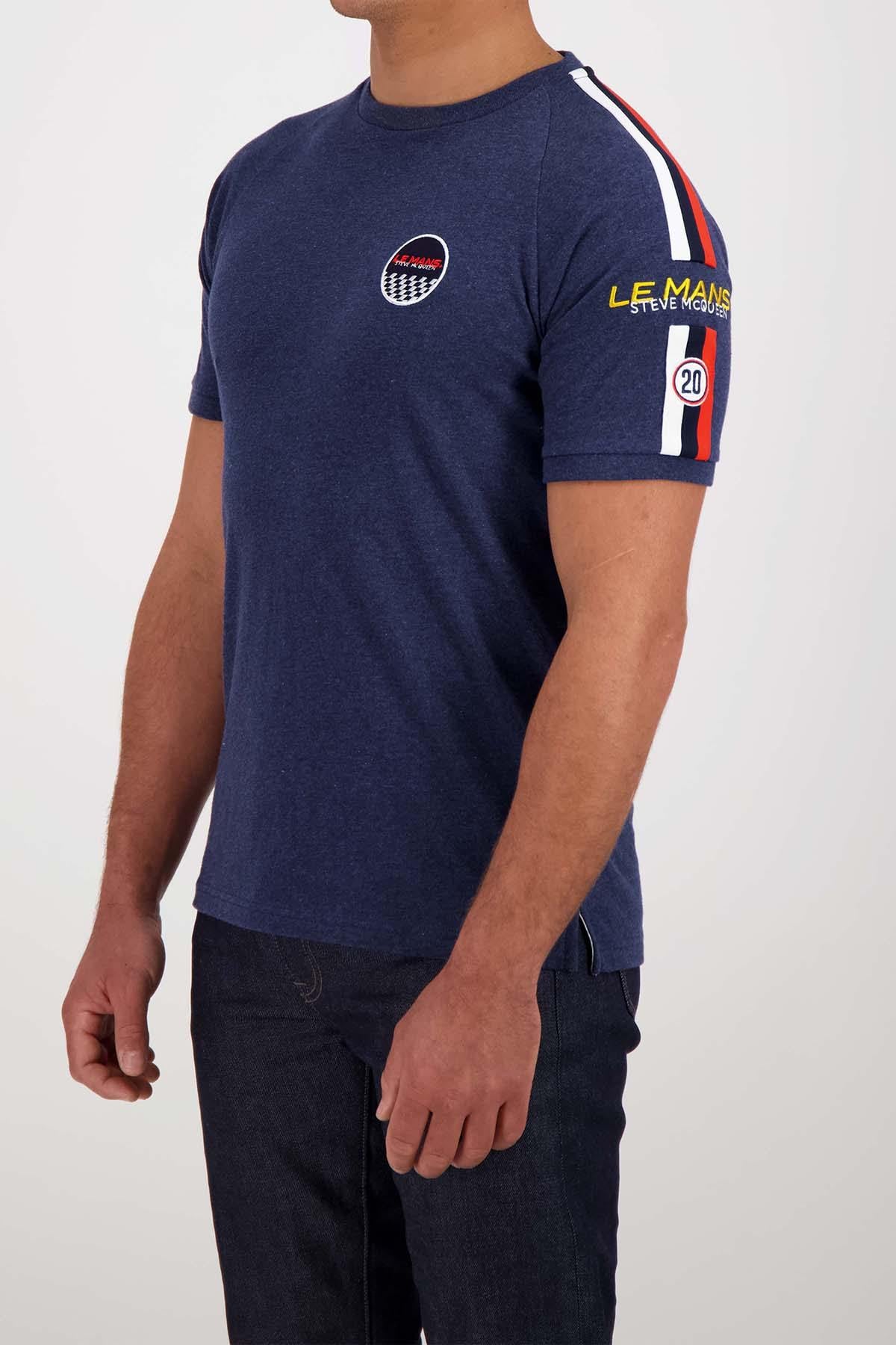 Blue t-shirt with McQueen Le Mans racing stripes - Image n°1