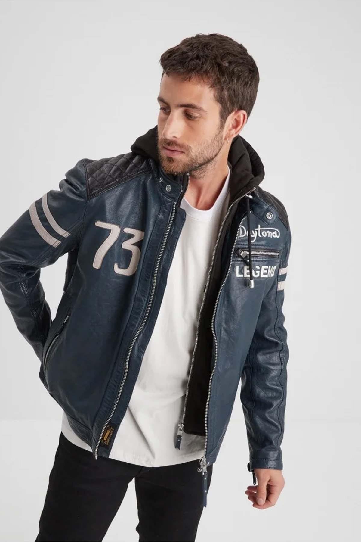 Retro racing jacket with removable hood - Image n°1