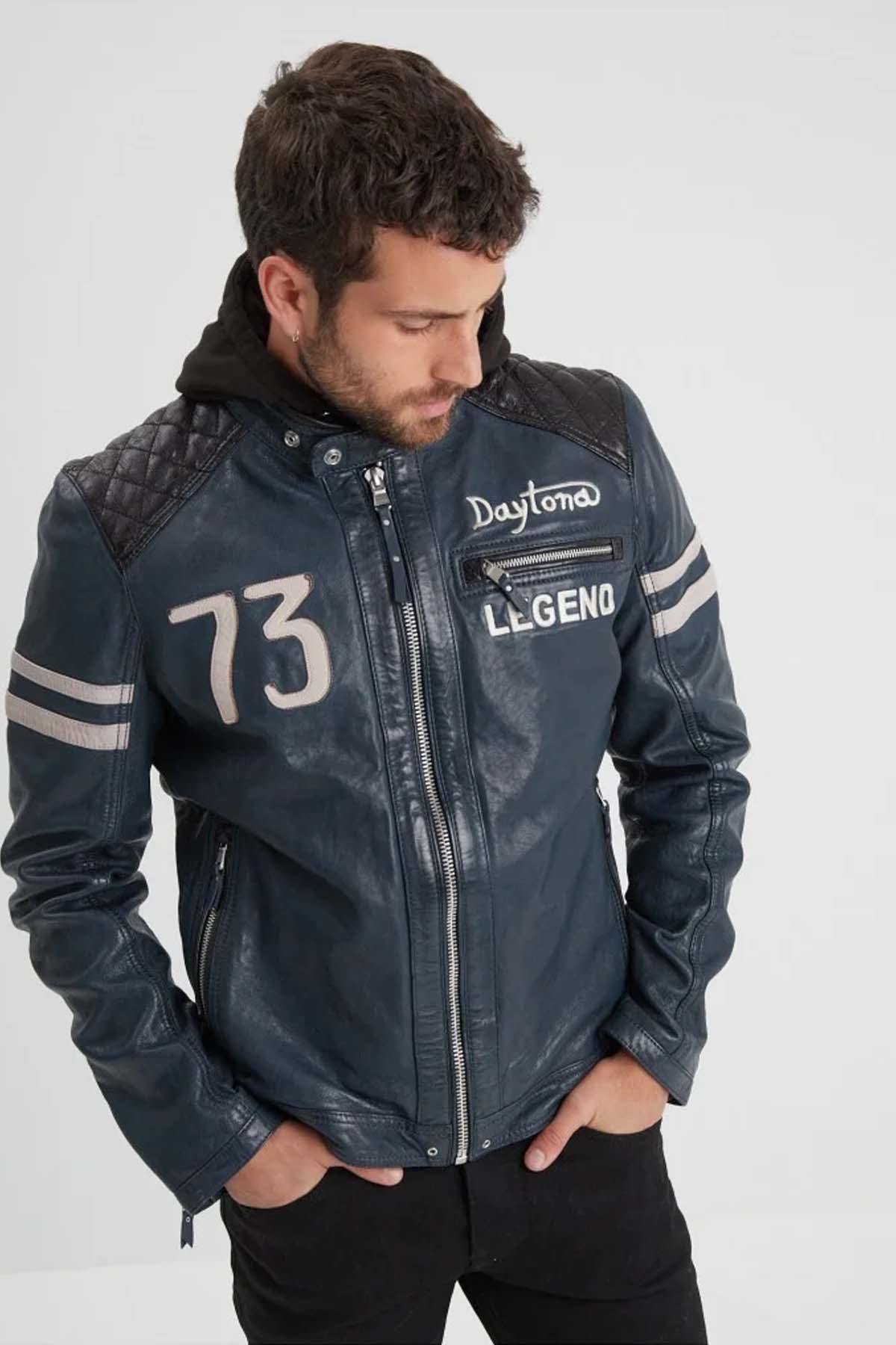 Retro racing jacket with removable hood - Image n°2