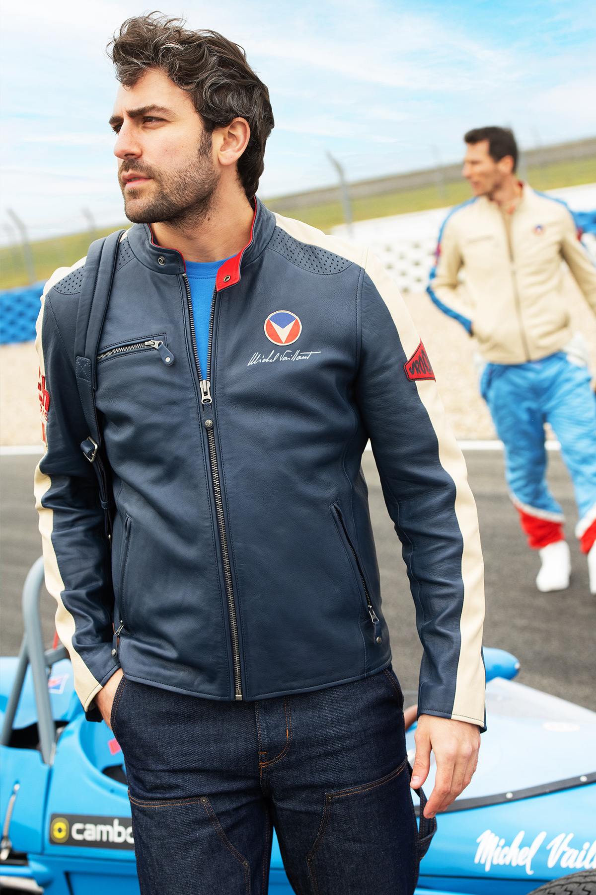 Michel Vaillant blue genuine leather jacket - Image n°1