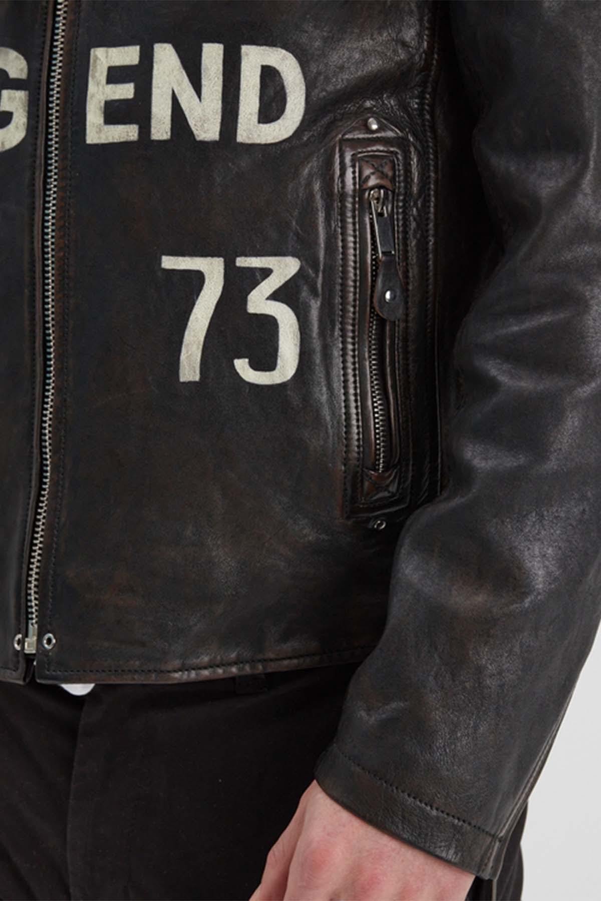 Biker-style jacket in aged lambskin - Image n°4