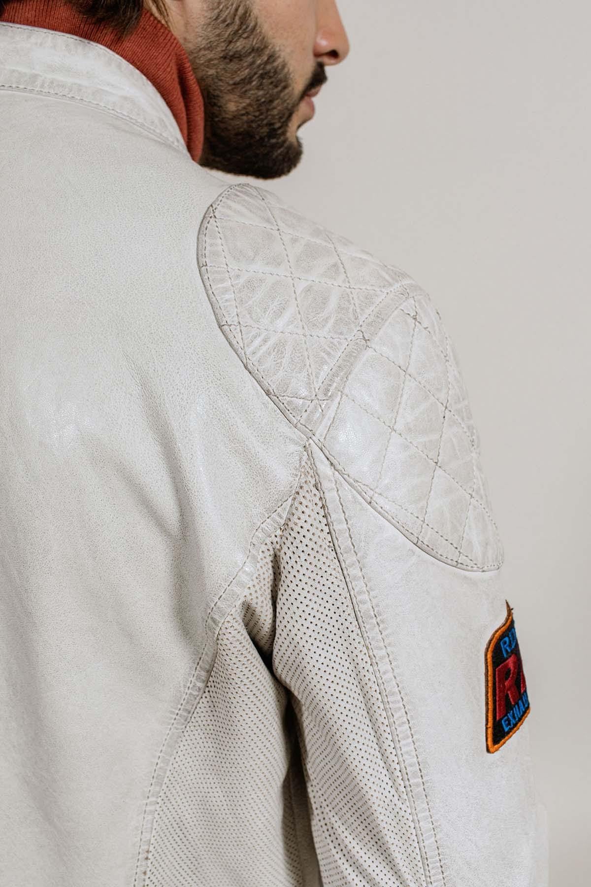 White racing leather jacket - Image n°4