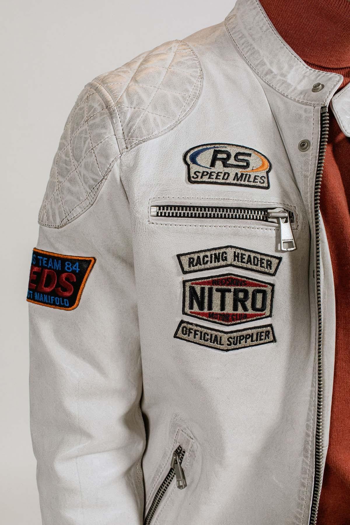 White racing leather jacket - Image n°2