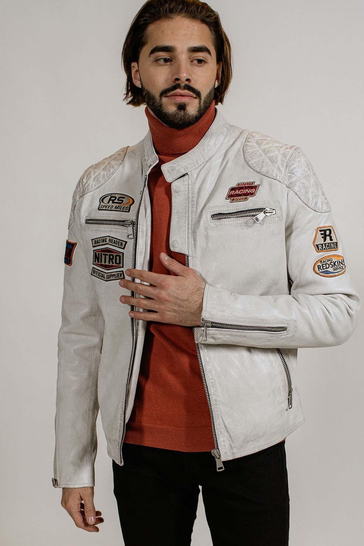 White racing leather jacket - Image n°1