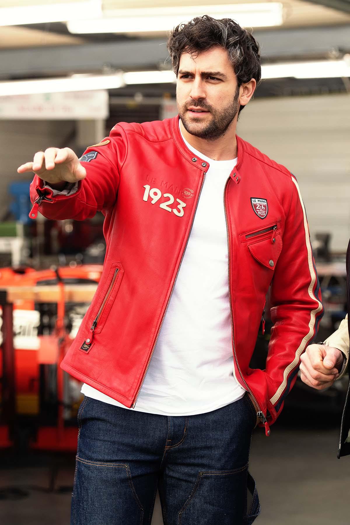 Le Mans 1923 jacket in red leather - Image n°1