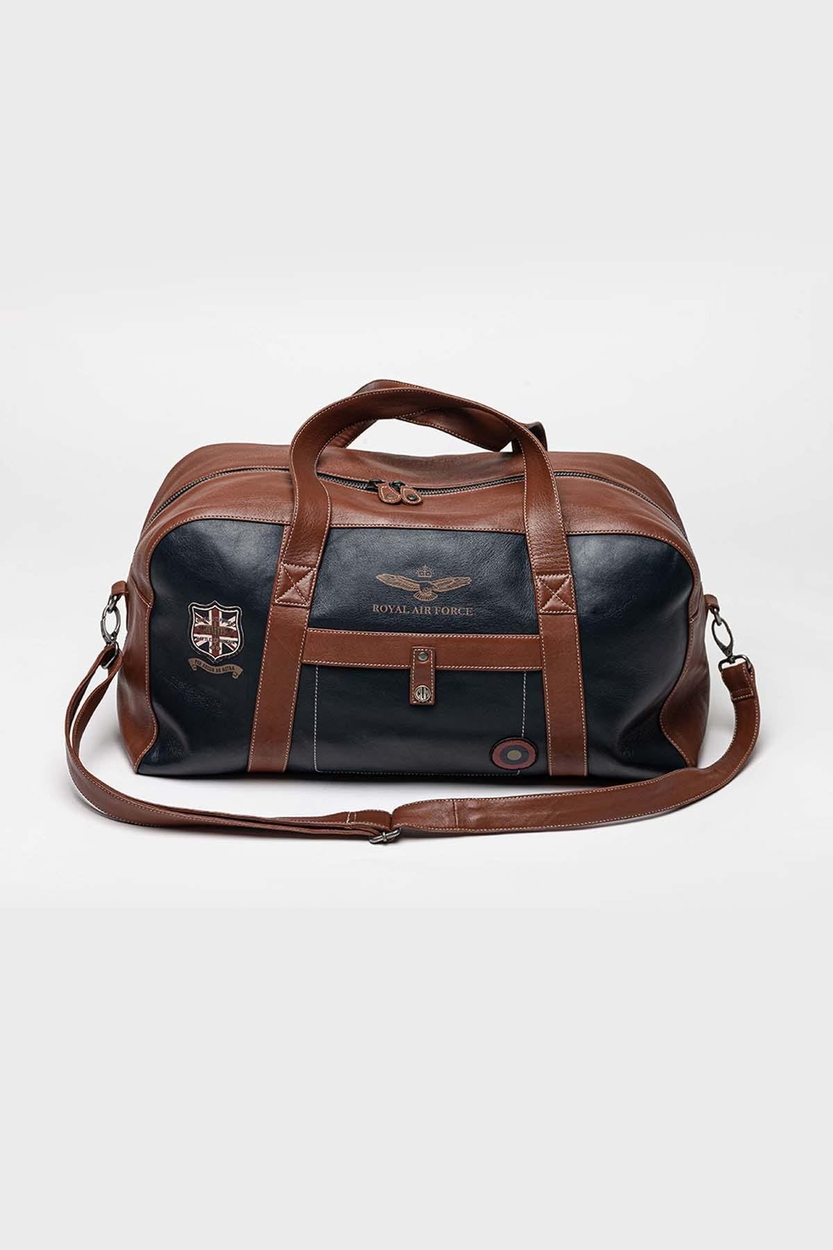 48h travel bag in navy blue leather - Image n°2