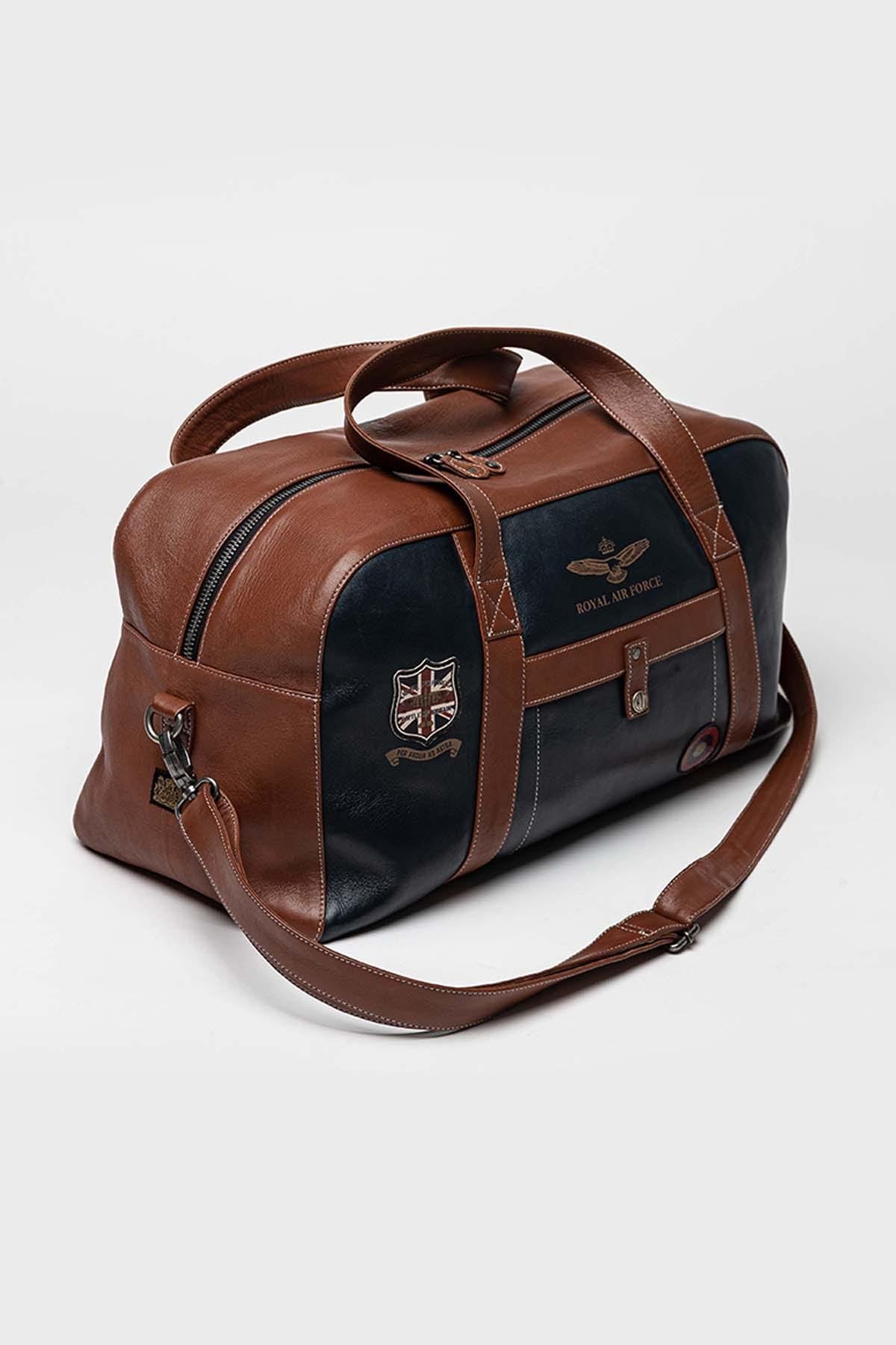 48h travel bag in navy blue leather - Image n°3