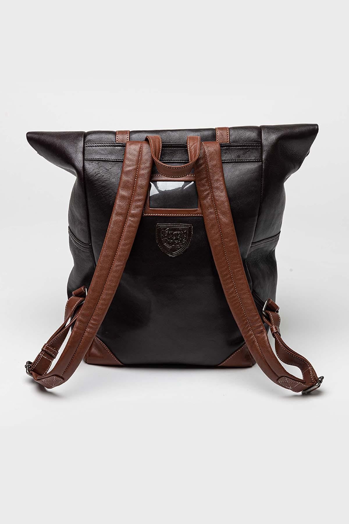 Dark brown leather backpack - Image n°3