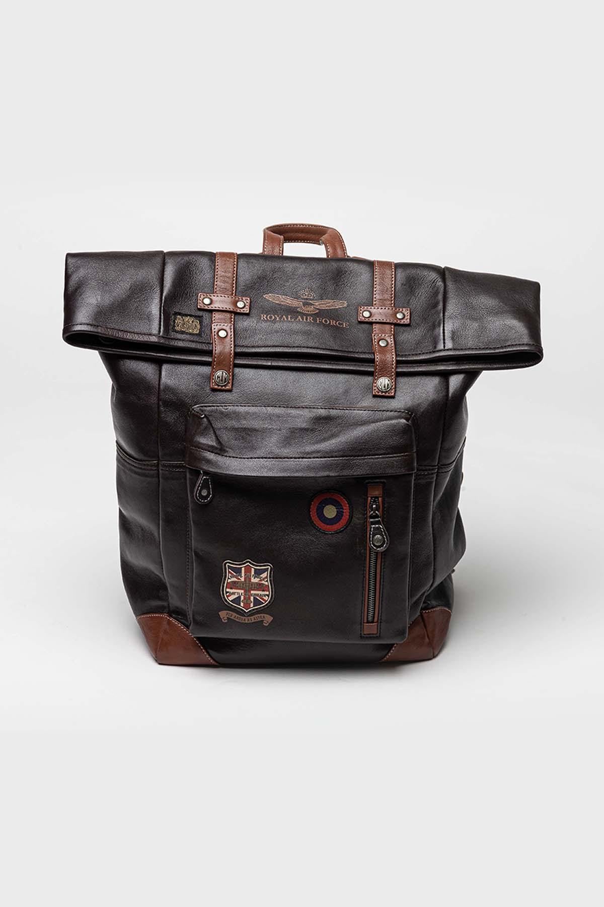 Dark brown leather backpack - Image n°1