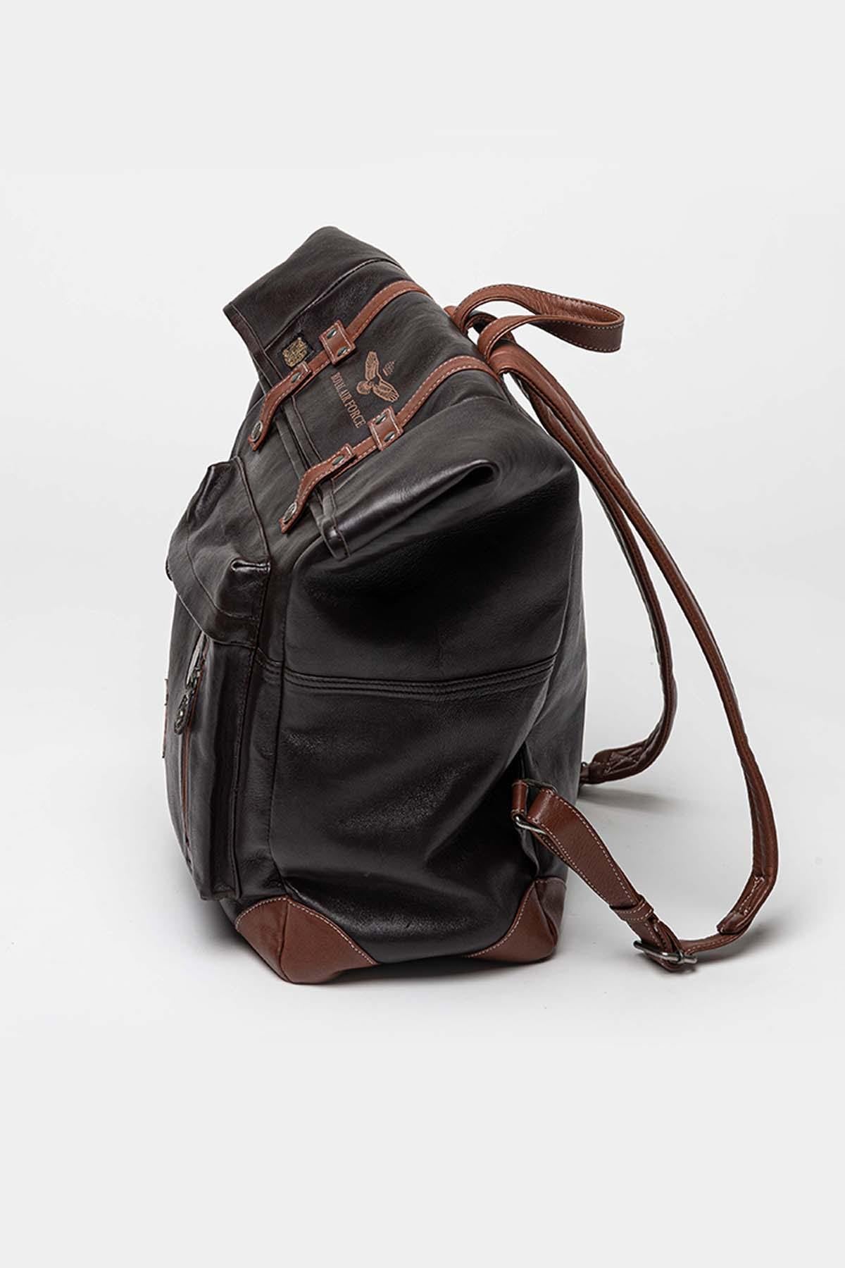 Dark brown leather backpack - Image n°2