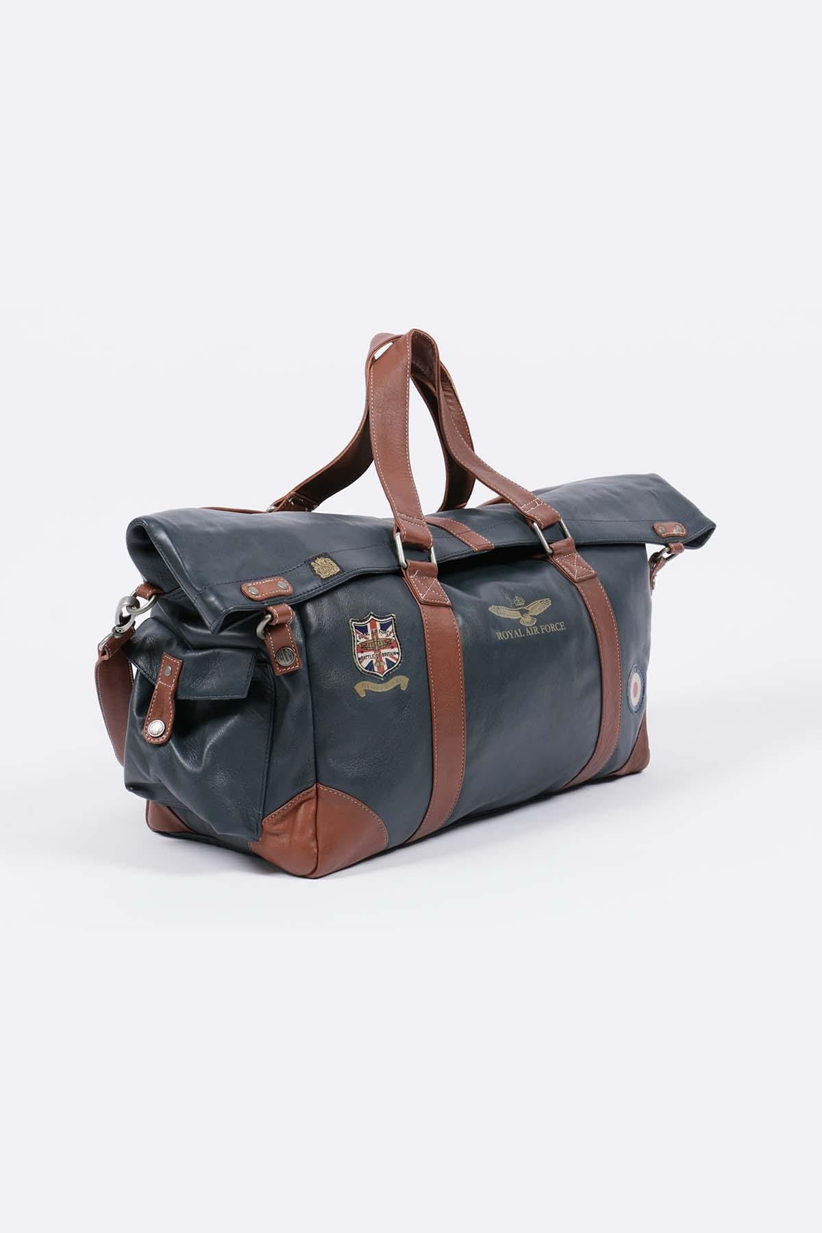 72h travel bag in navy blue leather - Image n°4