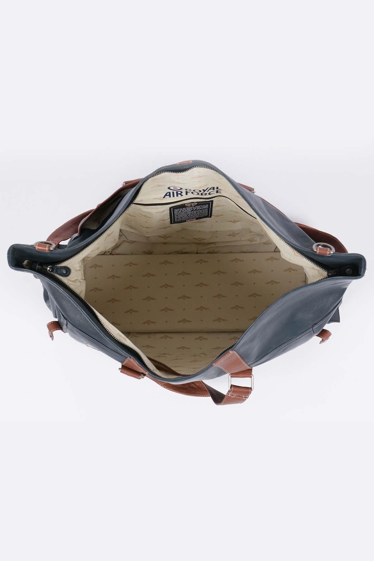 72h travel bag in navy blue leather - Image n°3