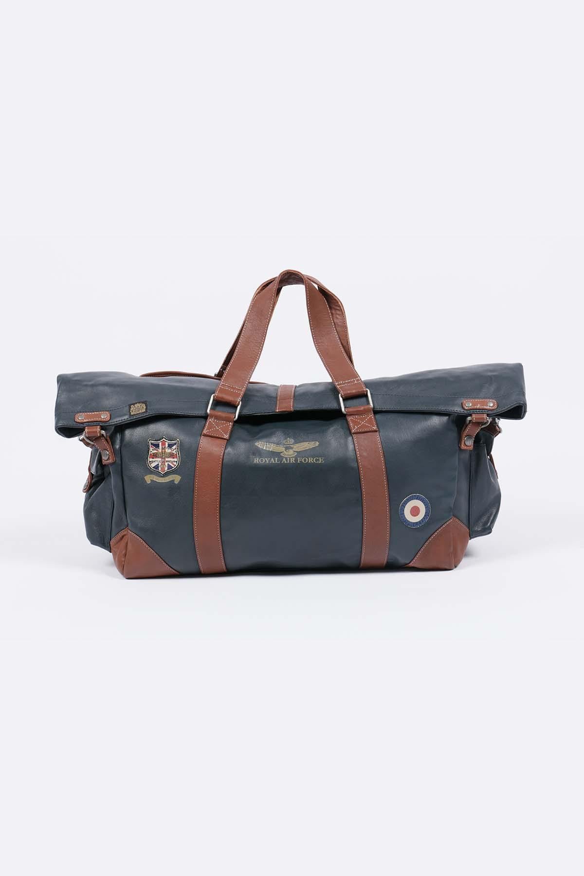 72h travel bag in navy blue leather - Image n°1