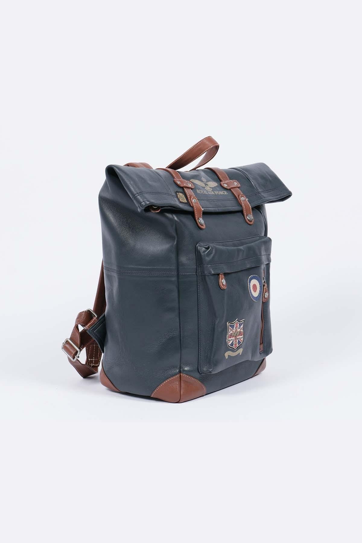 Navy leather backpack - Image n°4