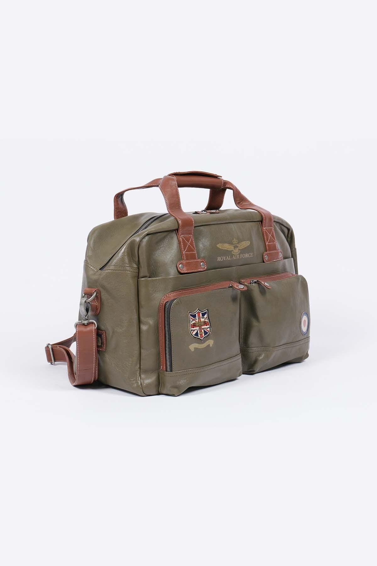 Dark khaki sheepskin leather travel bag - Image n°2