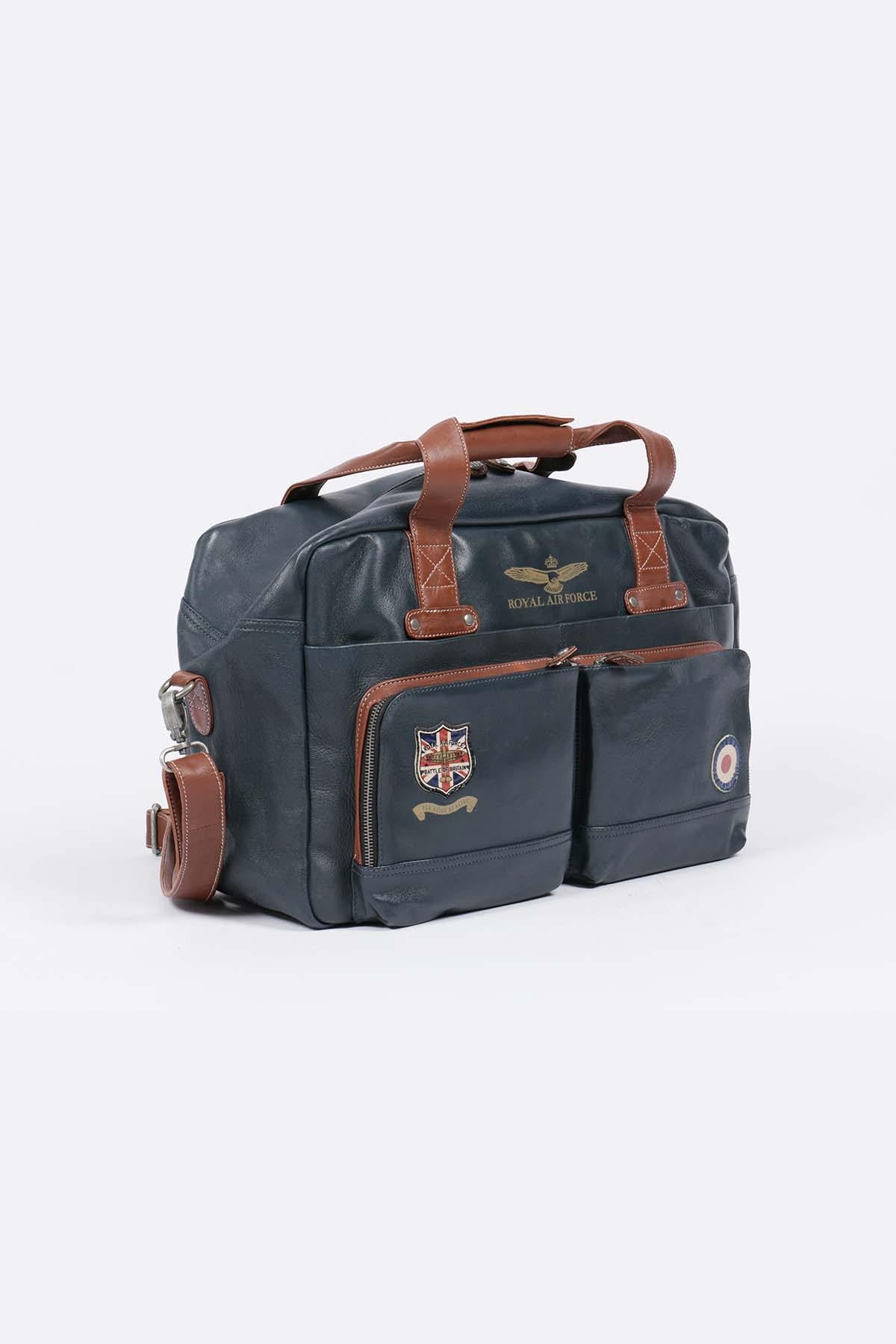 Navy blue sheepskin leather travel bag - Image n°2