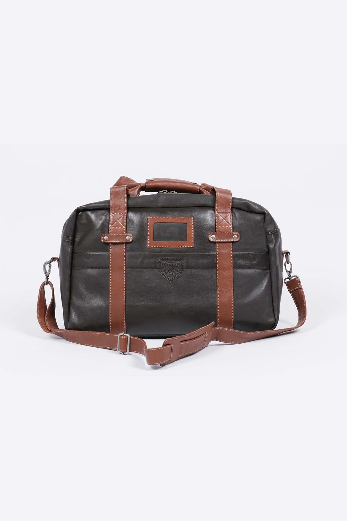 Dark brown sheepskin leather travel bag - Image n°3