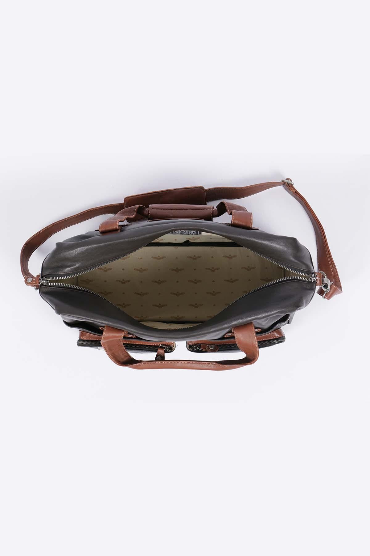 Dark brown sheepskin leather travel bag - Image n°4