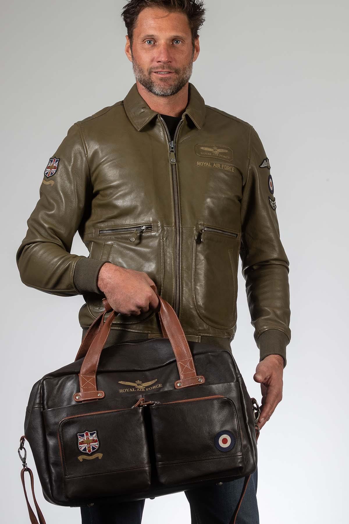 Dark brown sheepskin leather travel bag - Image n°5