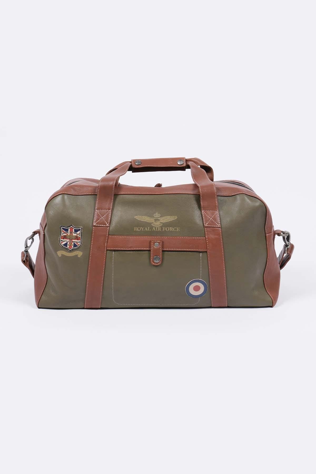 48h travel bag in dark khaki leather - Image n°1