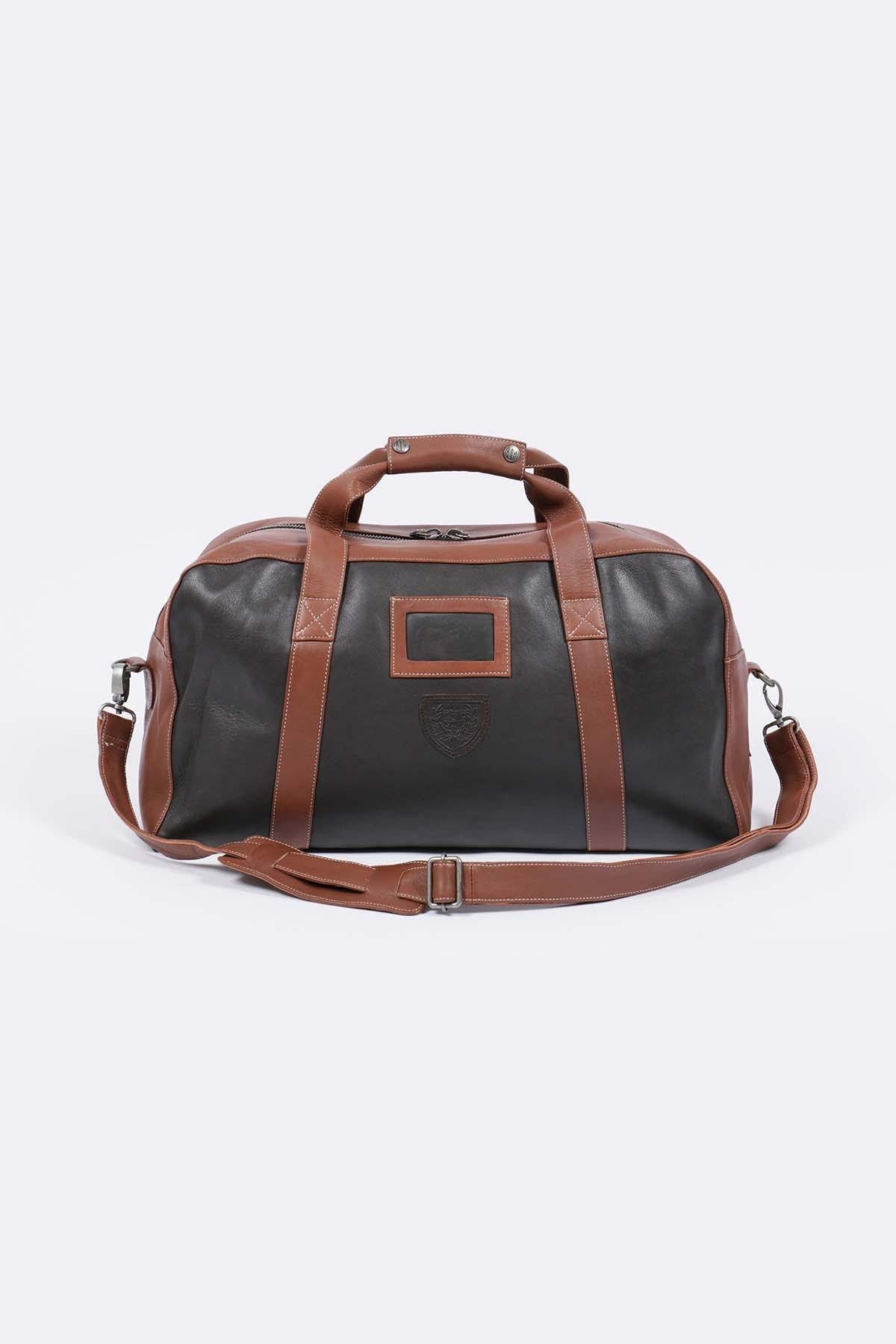 48h travel bag in dark brown leather - Image n°3