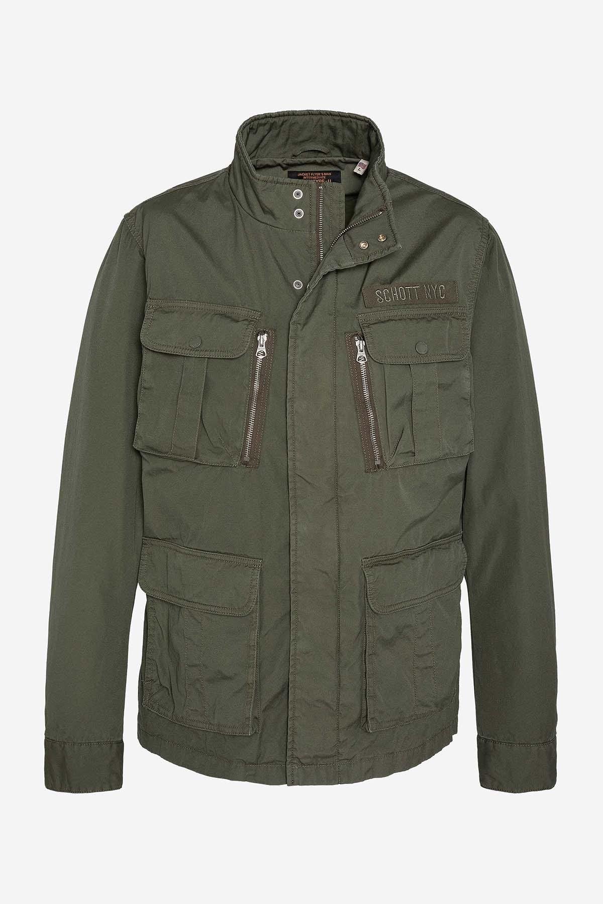 Khaki military multi-pocket jacket - Image n°1