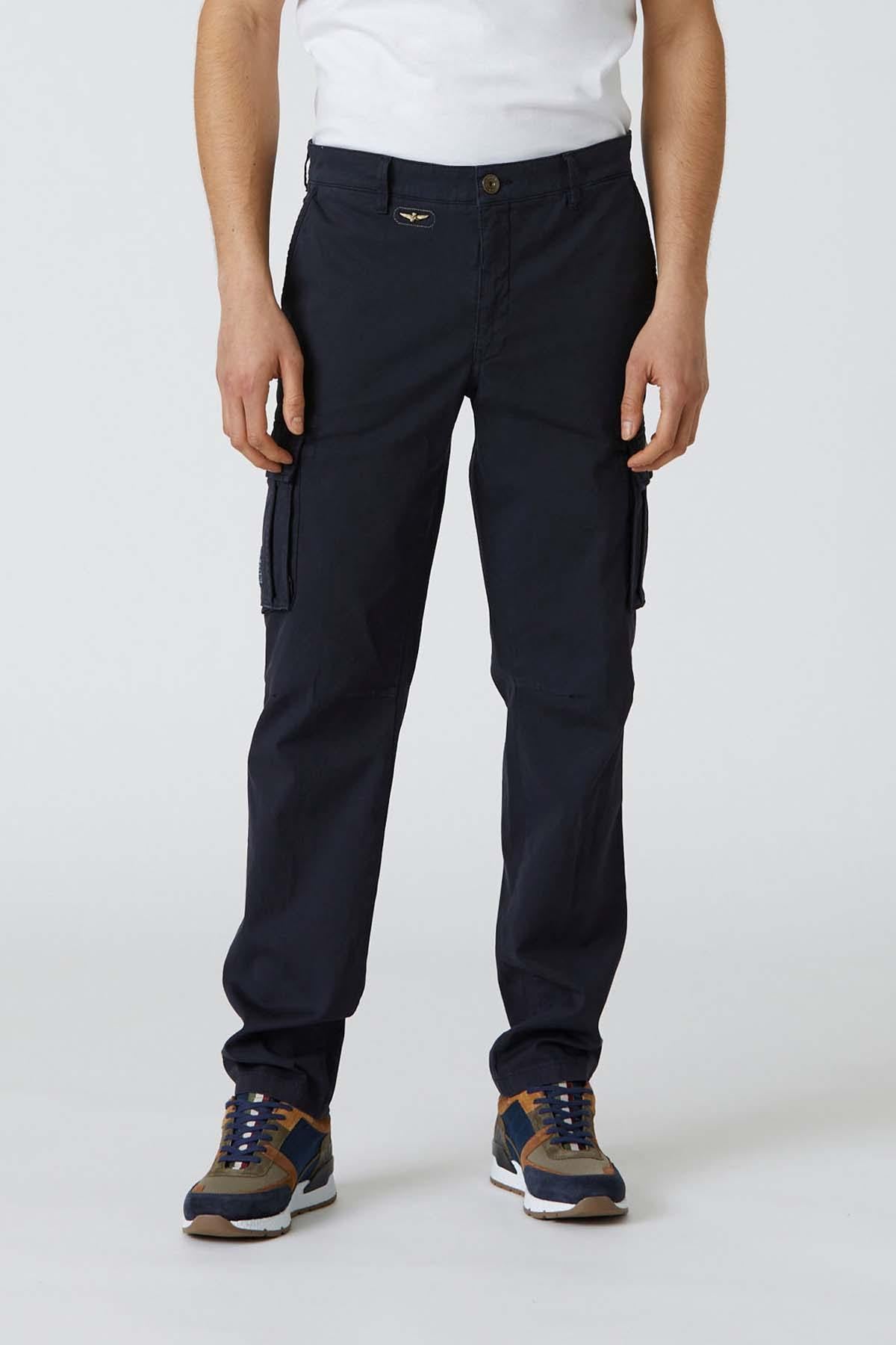 Dark blue cargo aviator pants - Image n°1