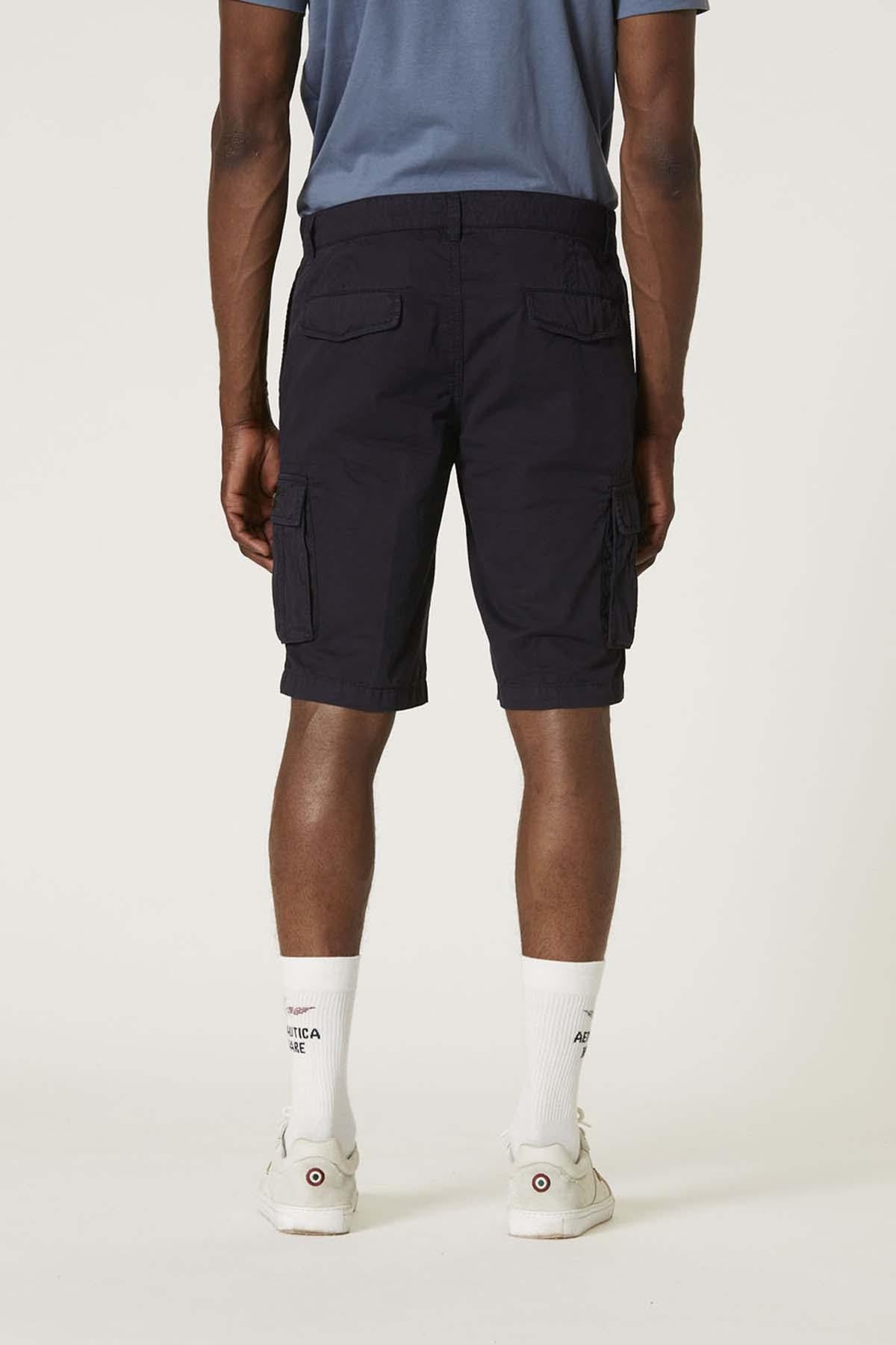 Navy blue military Bermuda shorts - Image n°2