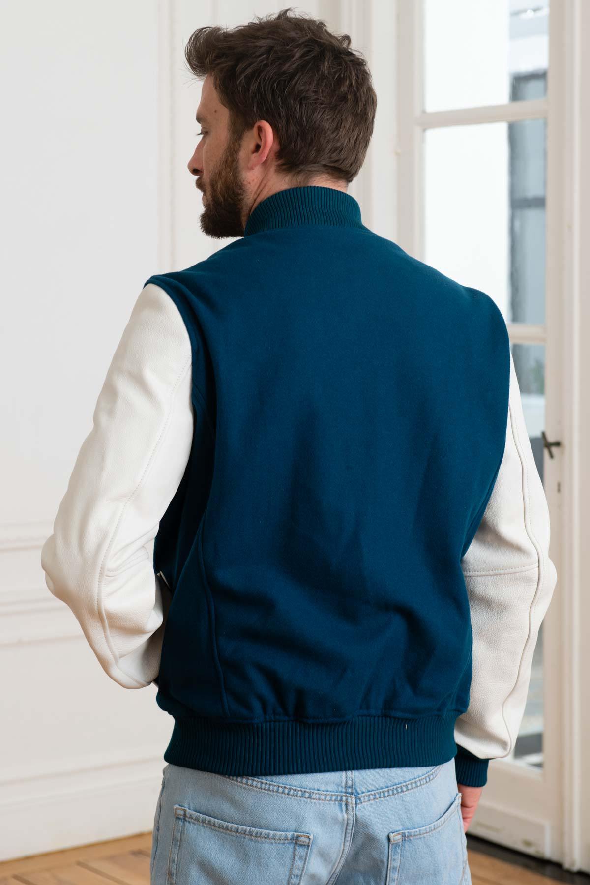 Teddy Varsity in embroidered blue/white leather - Image n°5