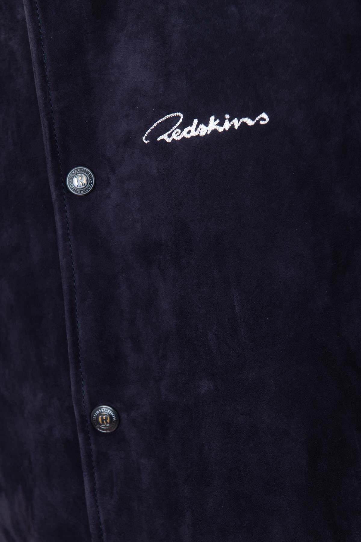 Embroidered Navy/White Leather Varsity Teddy - Image n°8