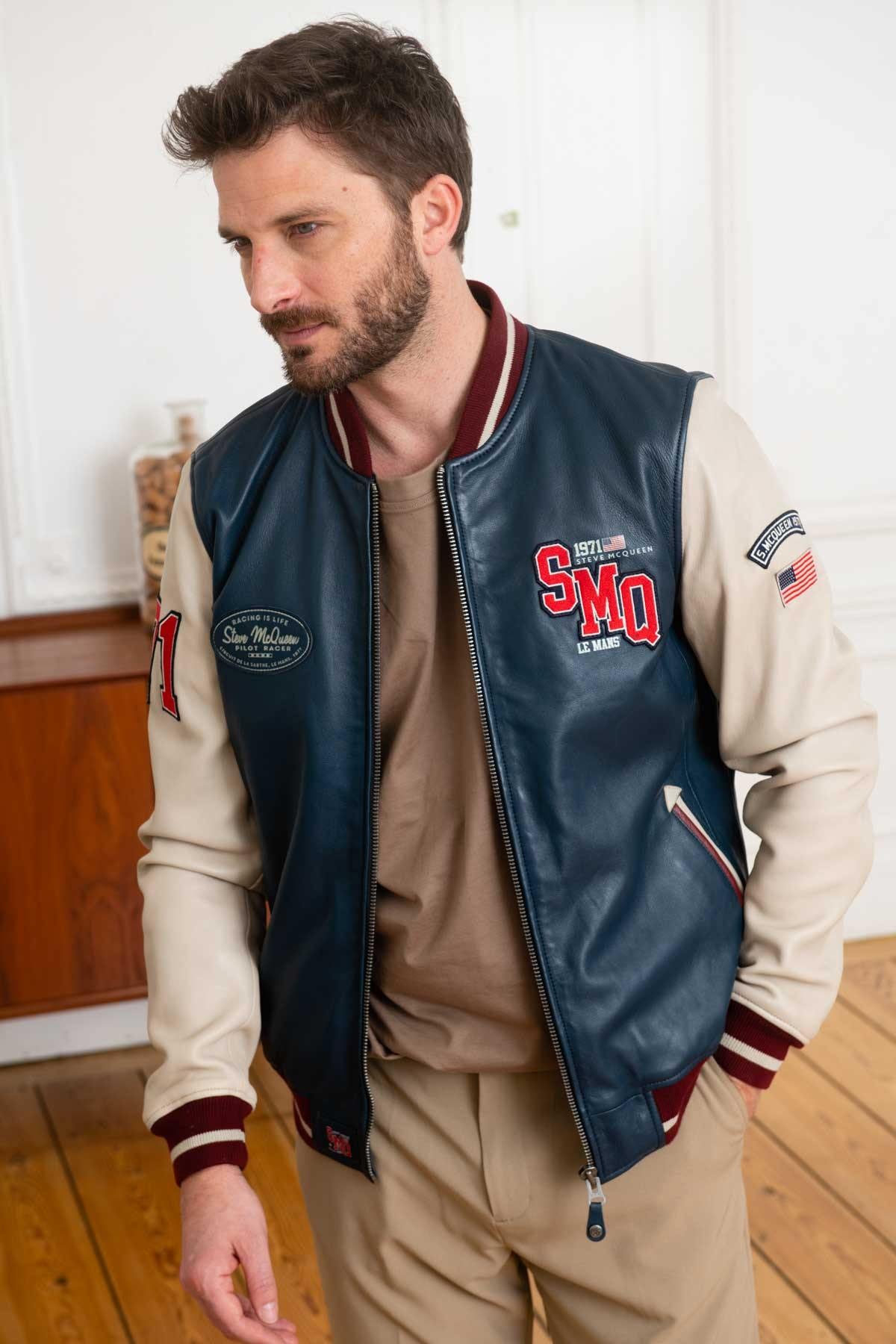 Blue varsity teddy Steve McQueen Le Mans - Image n°1