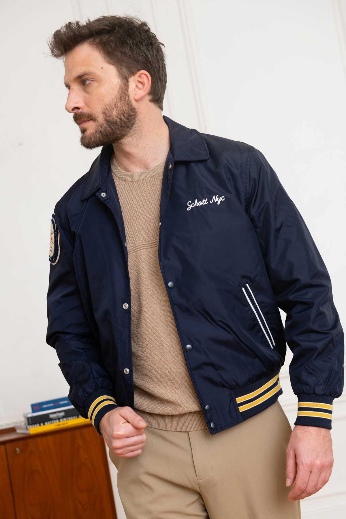 Blue varsity style jacket - Image n°1