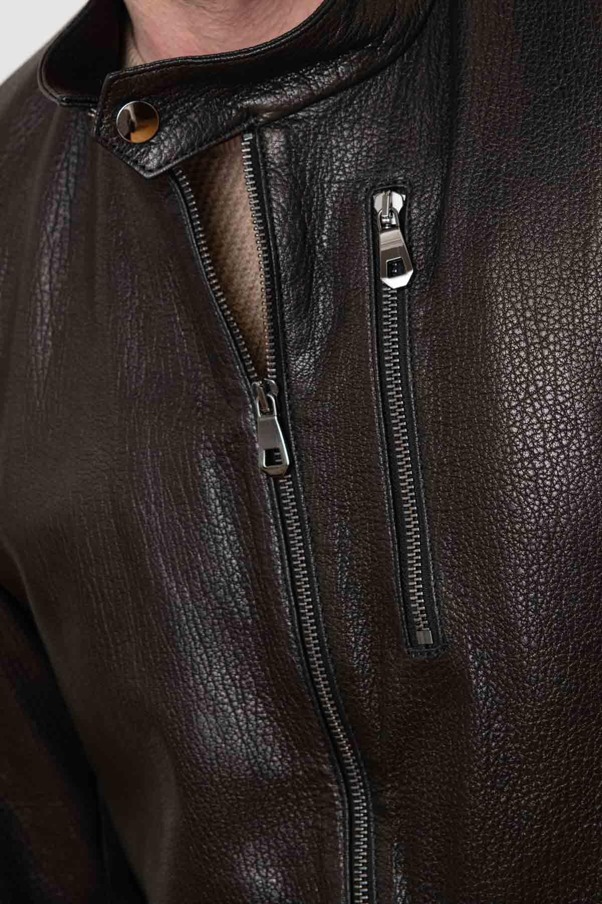 Black grained leather jacket - Image n°6