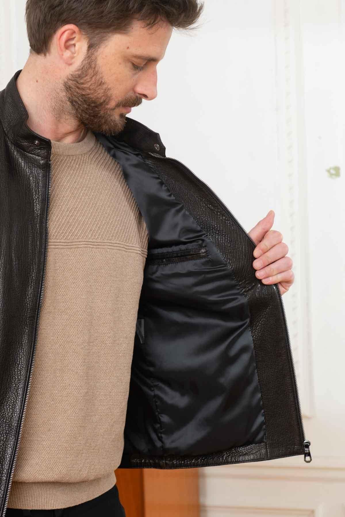 Black grained leather jacket - Image n°4