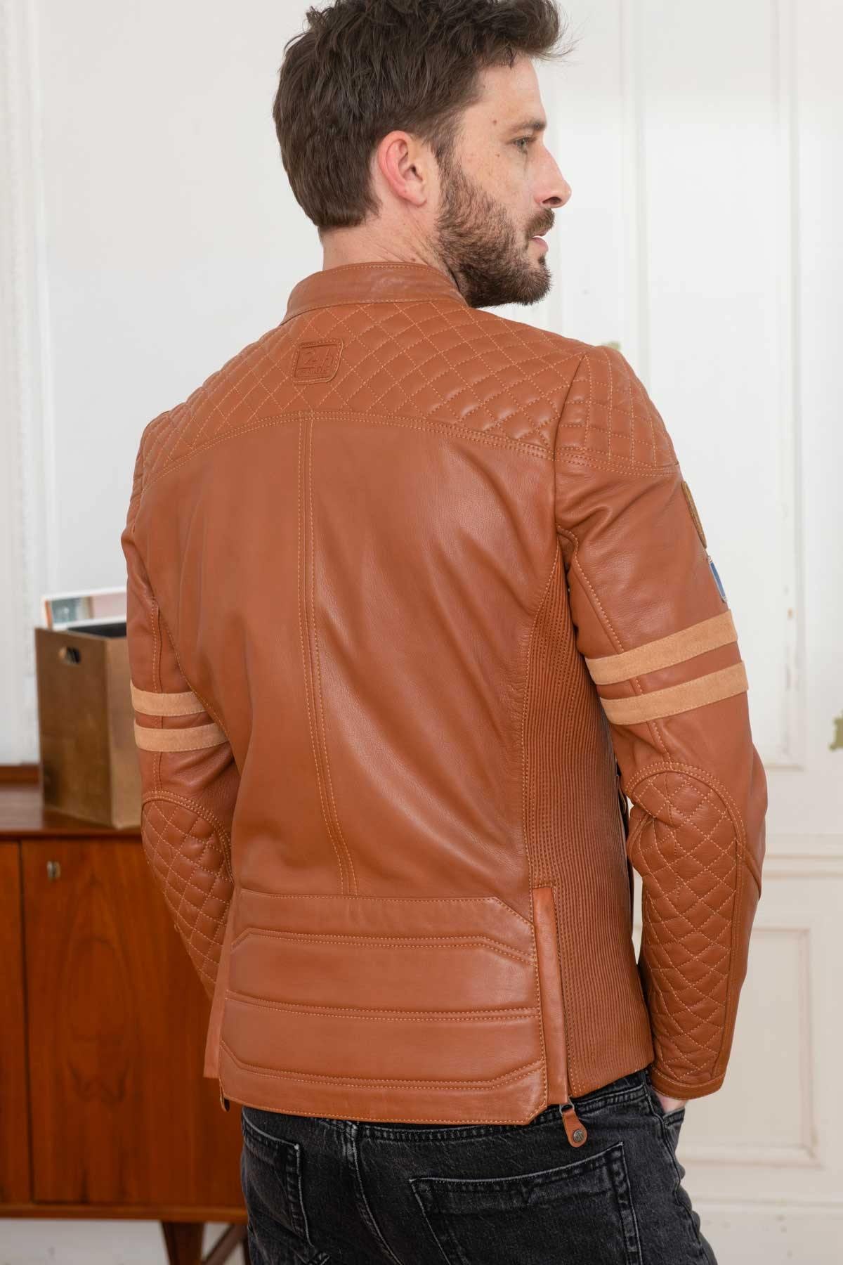 24h Le Mans cognac leather jacket - Image n°7