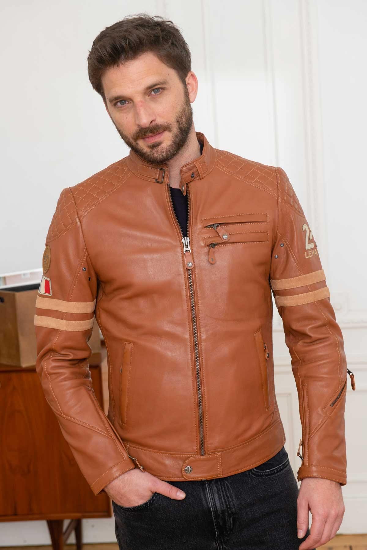 24h Le Mans cognac leather jacket - Image n°5