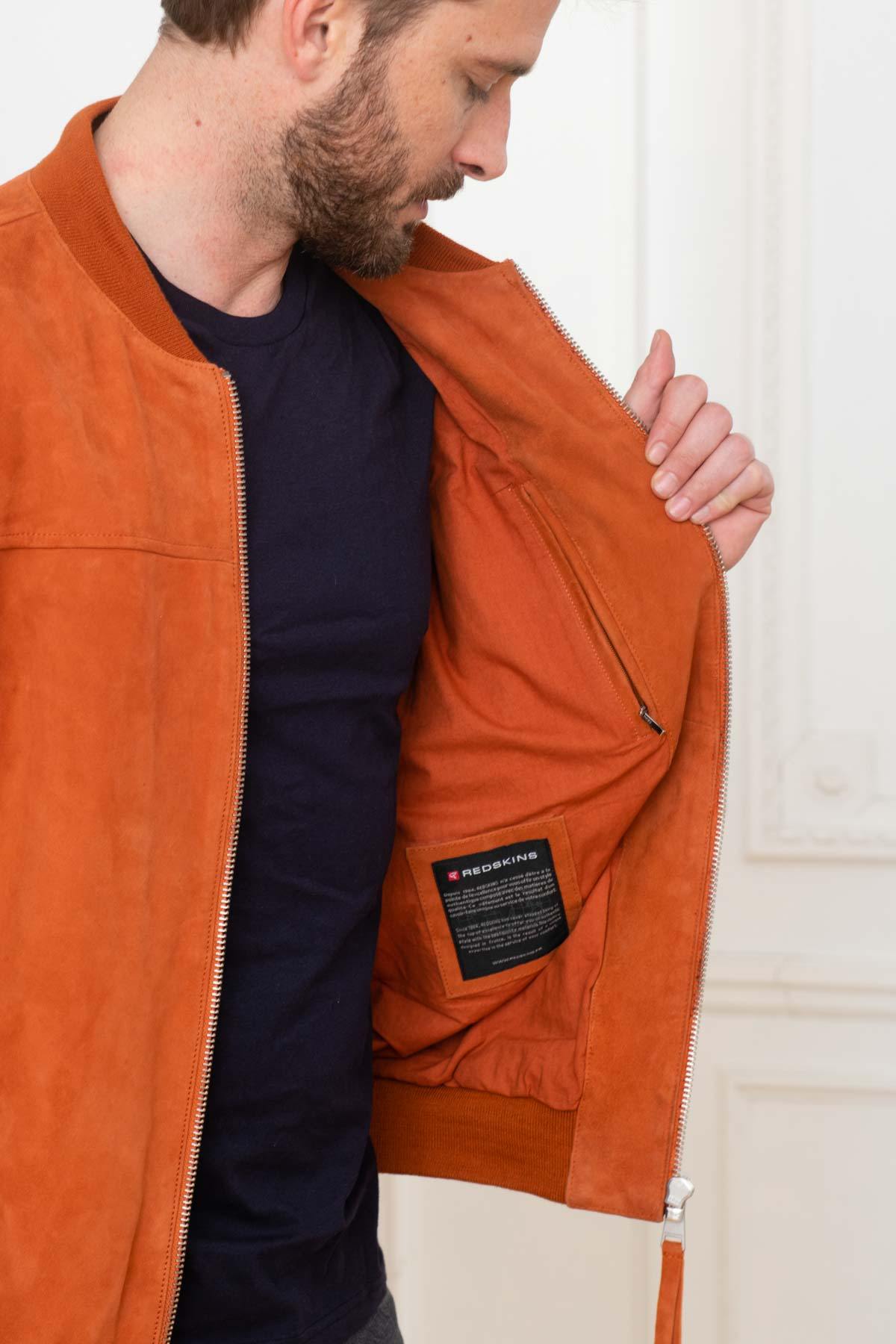 Orange teddy-style leather jacket - Image n°4