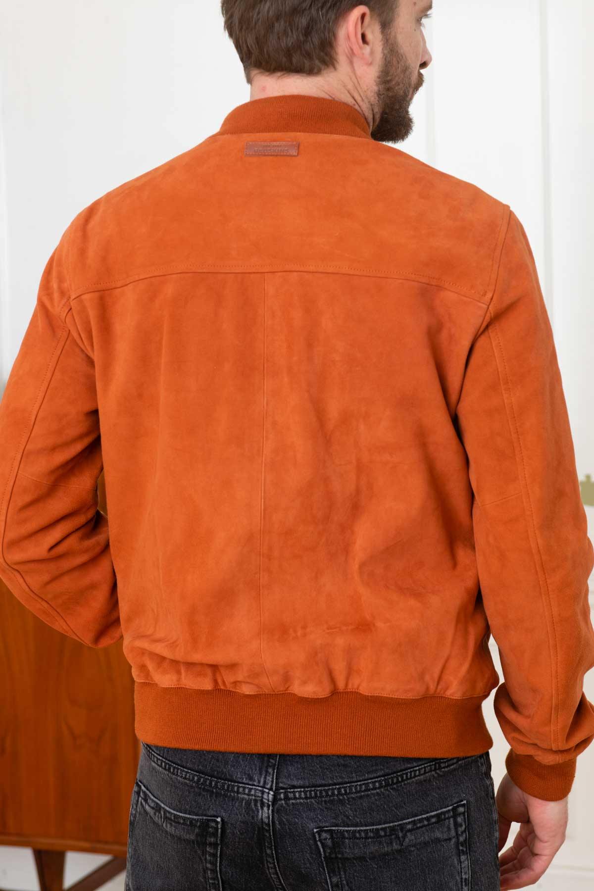 Orange teddy-style leather jacket - Image n°5