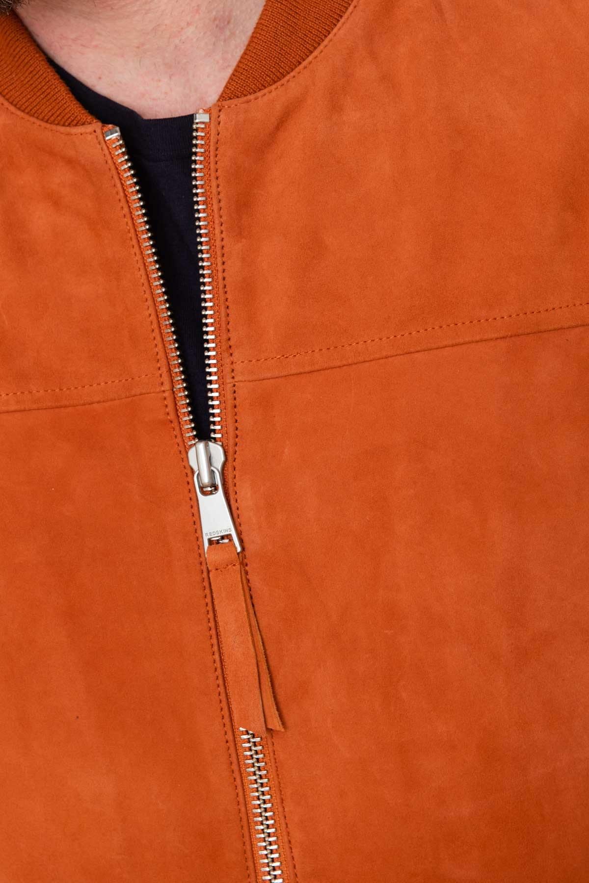 Orange teddy-style leather jacket - Image n°6