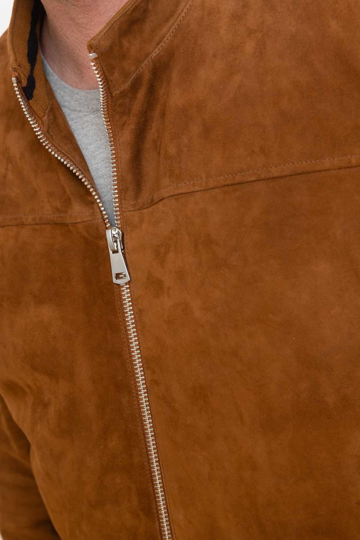 Men's Cognac suede leather jacket - Image n°6