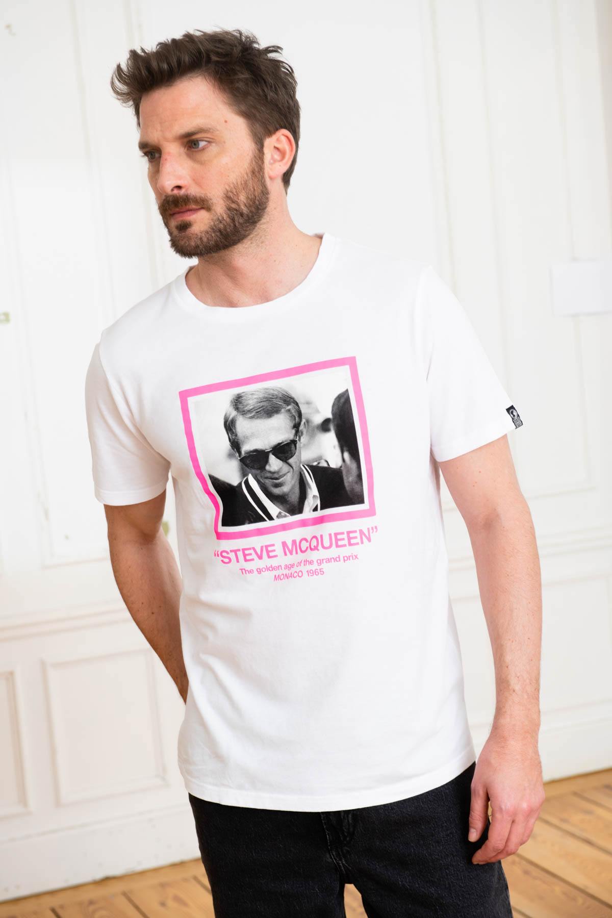 White Steve McQueen Printed Cotton T-Shirt - Image n°1