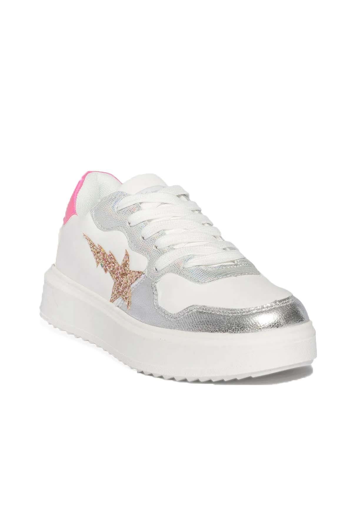 White and silver star sneakers - Image n°2